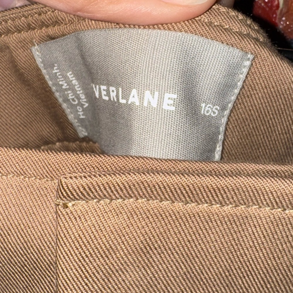 EVERLANE Tan High Waist Pleated Wide Leg 28” Trouser Pants Size 16 Short - Picture 4 of 7